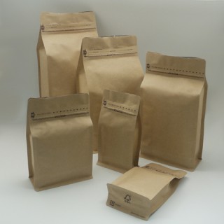 Kraft paper bag - flat bottom  bag with zipper